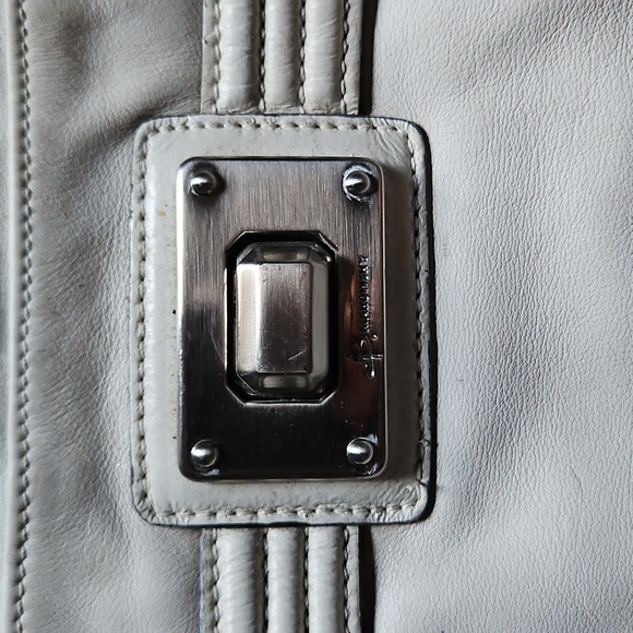 B. Makowsky White Leather Purse Hobo Bag - Picture 3 of 11